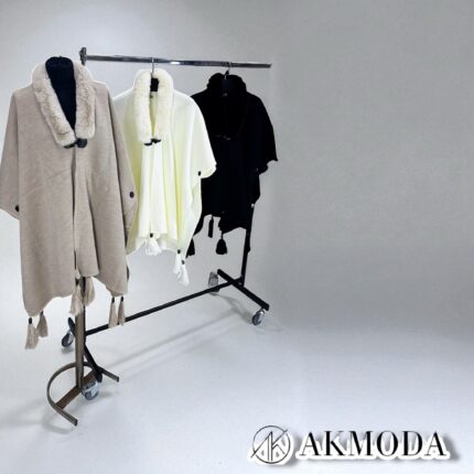 Mim Eşarp - Akmoda Kalın Kışlık Triko Uzun Bayan Panço