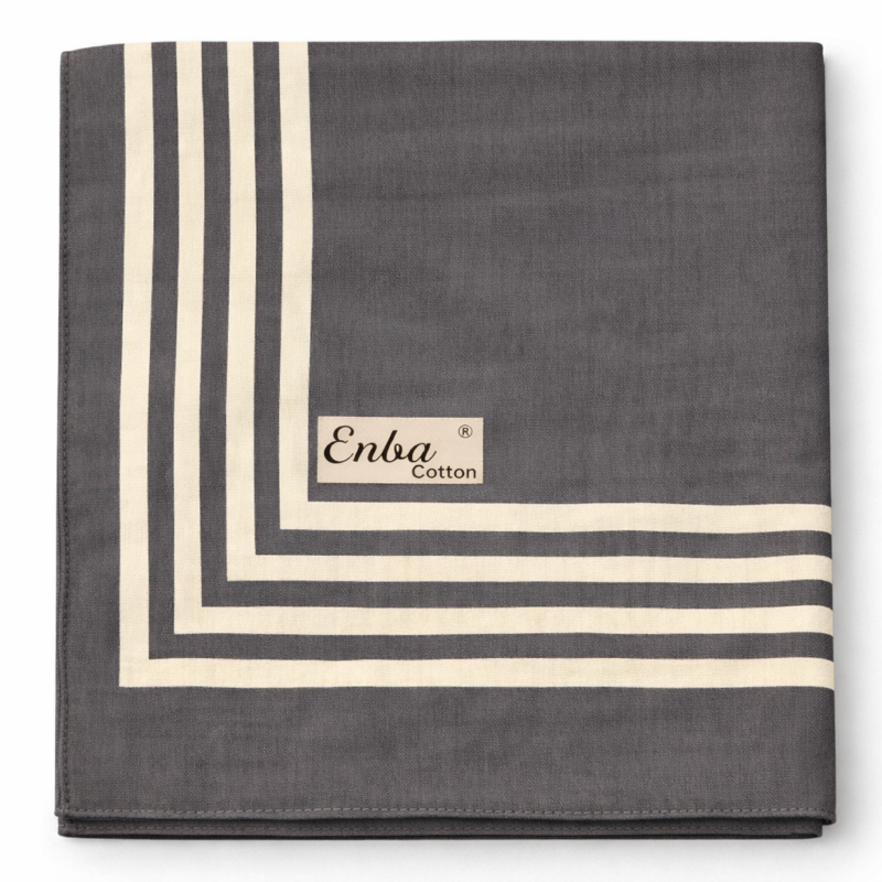 Enba Soft Pamuklu Çizgi Desenli Eşarp - 95x95 cm